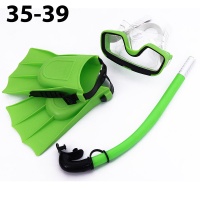 Набор для плавания 35-39 подростковый маска трубка + ласты (зеленый) (ПВХ) E33155